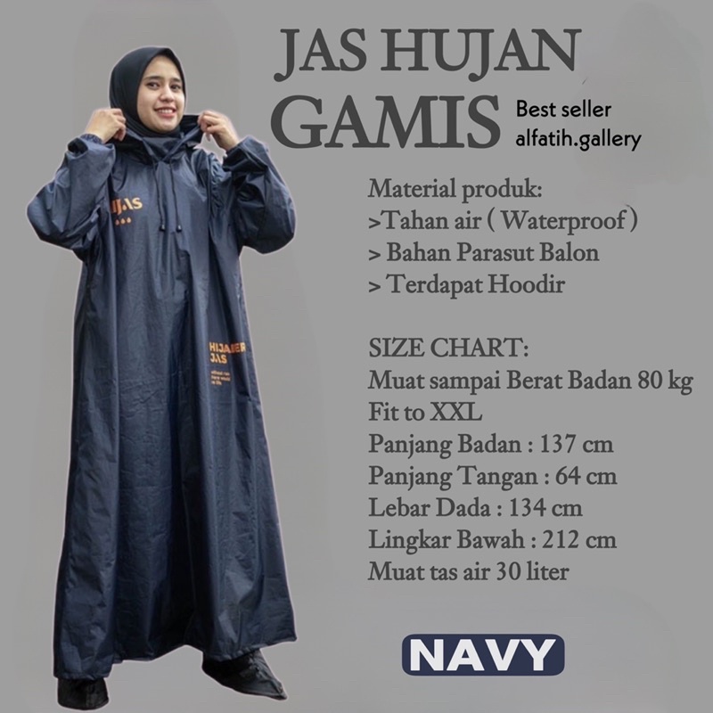 JAS HUJAN GAMIS HIJAS | JAS HUJAN WANITA HIJABER