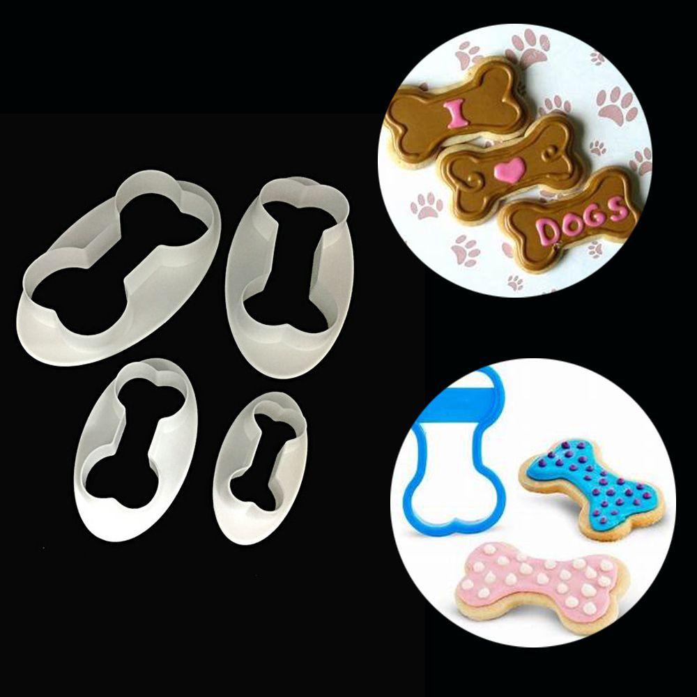 Populer 4PCS Cetakan Kue Tulang Anjing DIY Fondant Dekorasi Kue Sugarcraft Cookies Cutter