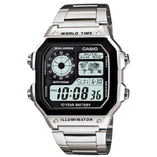 Casio Original Digital AE-1200WHD-1A  Jam Tangan Pria - Stainless - Silver