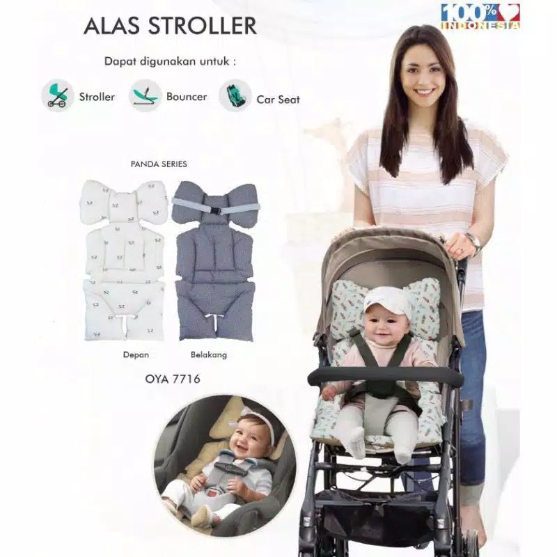 Omiland Alas Stroller Panda Chevron Serie / Alas Bouncer / Alas Car Seat Bahan Lembut PREMIUM