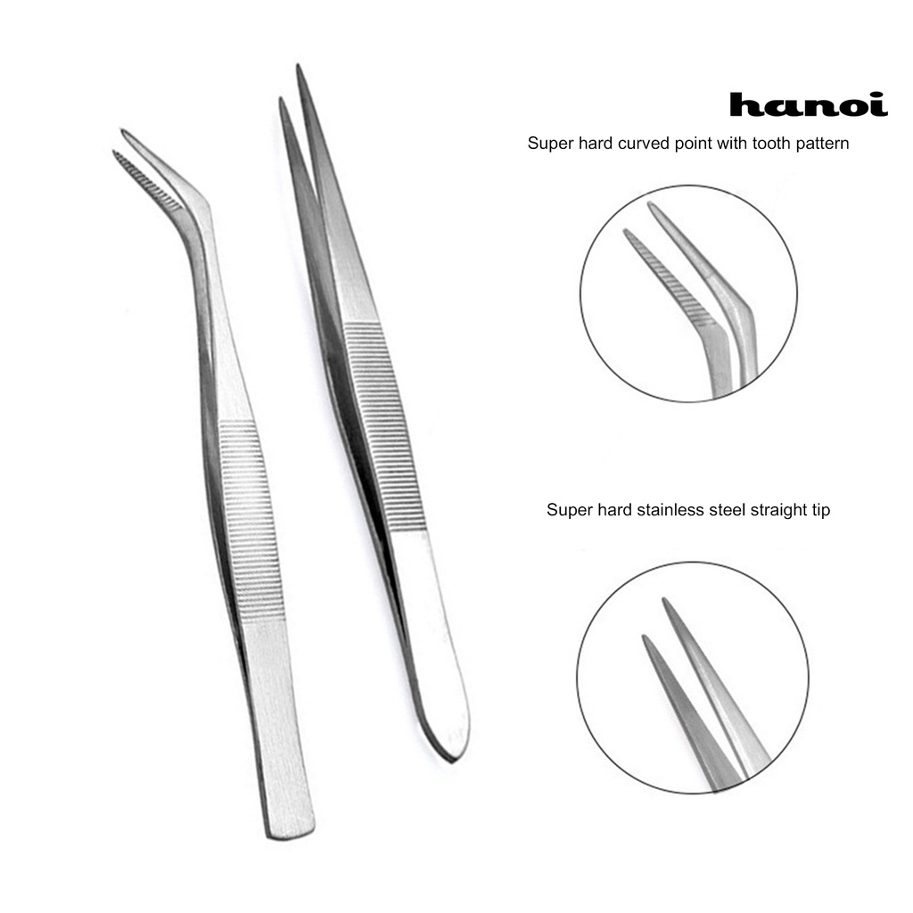 HQTM_Stainless Steel Multifunctional Elbow Straight Clip Eyelash Grafting Tweezers