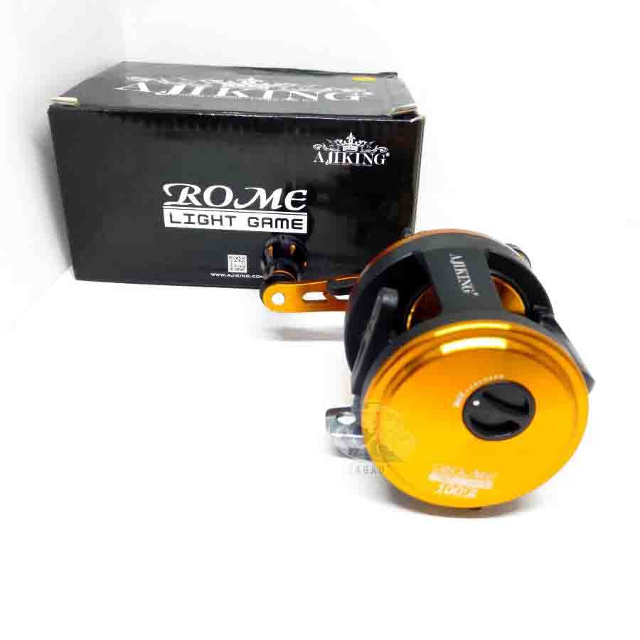 Ajiking Rome Light Game 100R Gold. Over Head Round Fishing Reel