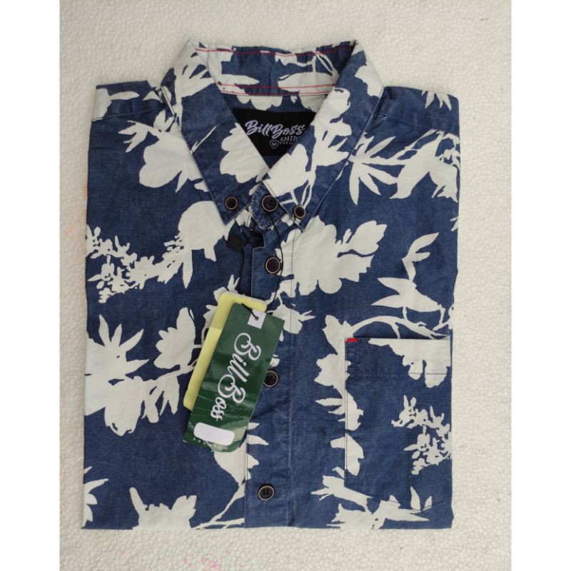Kemeja Pantai Pria Lengan Pendek Berbagsi Motif || BILL BOSS