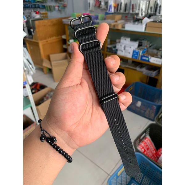 Strap Tali Jam Tangan Nato Zulu kanvas Hitam 24MM