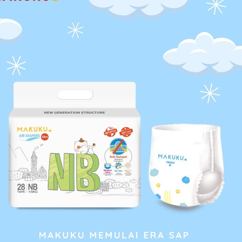 Harga Terbaru MAKUKU Air Diapers SLIM Pants M32/L34/XL32/XXL28/ TAPE S38/TAPE NB28/TAPE S38 /TAPE M36