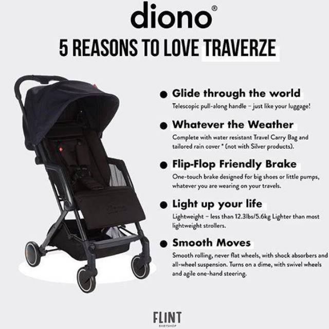 Diono stroller cabin size tinggal tarik Traverze travel untuk newborn baby bayi anak koper trolley