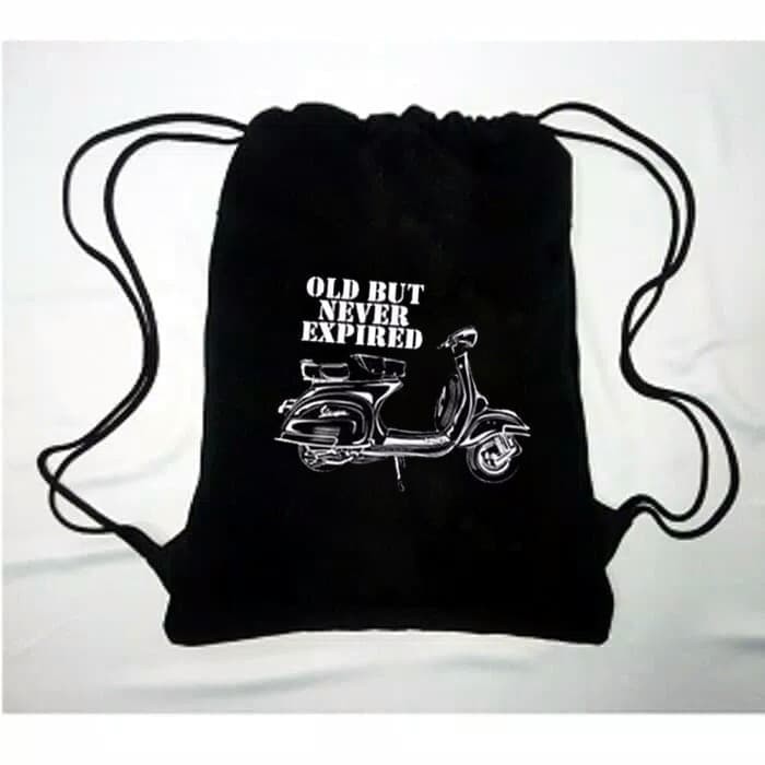 Tas Serut Vespa  Tas Sepeda / Drawstring / Tas Tali / Tas Stringbag Gym Olahraga ( MURAH BISA COD )