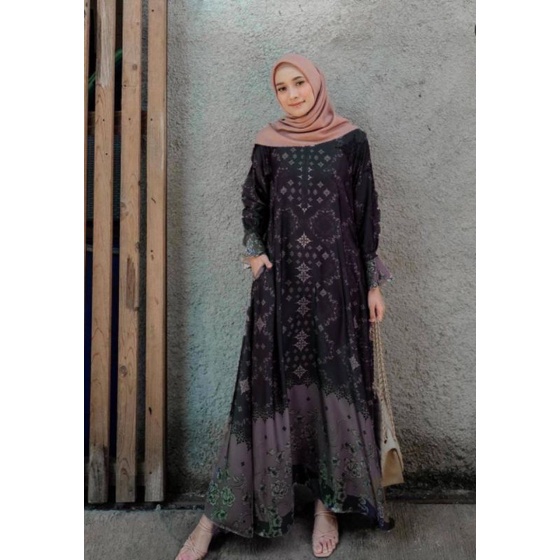Gamis Maxmara Dior Silk Premium//Gamis Maxmara Lux Premium-Dior loncng nj hitam