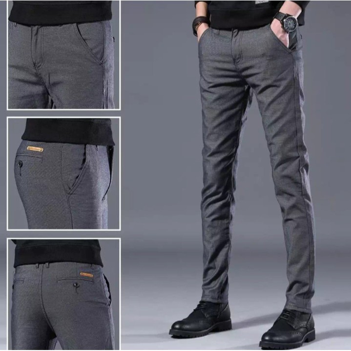 CELANA BAHAN | KERJA | FORMAL | KANTOR | PANJANG | HITAM | DASAR PRIA SLIMFIT COD_