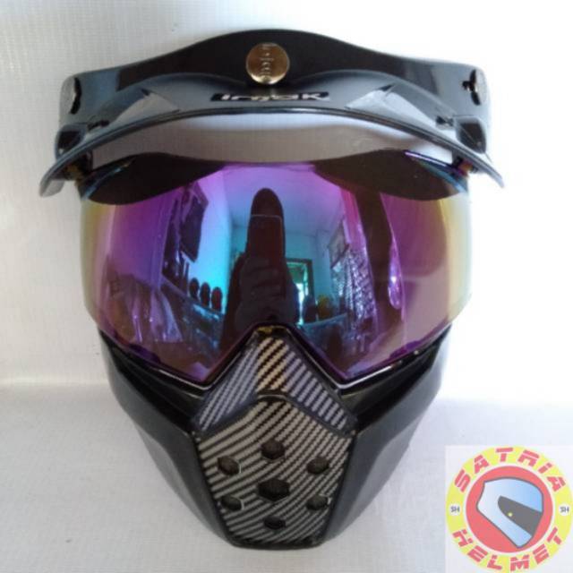 Kaca Helm Bogo - Google Mask 3 Kancing untuk Helm Retro Bogo