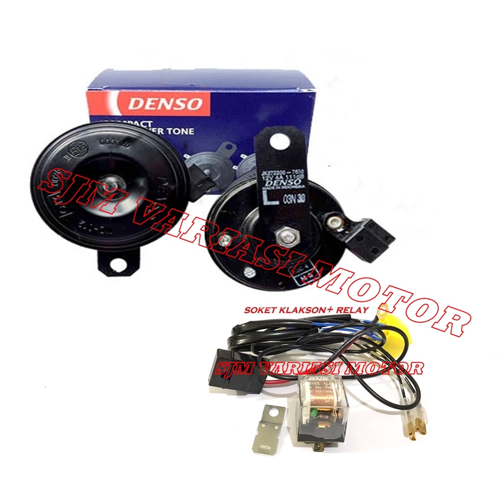 Klakson denso WATERPROOF-DENSO DISK ISI 2PC PLUS SOKET KLAKSON PAKET KOMPLIT-RELAY- SOKET KLAKSON UNIVERSAL ALL MOTOR MOBIL MERK DENSO