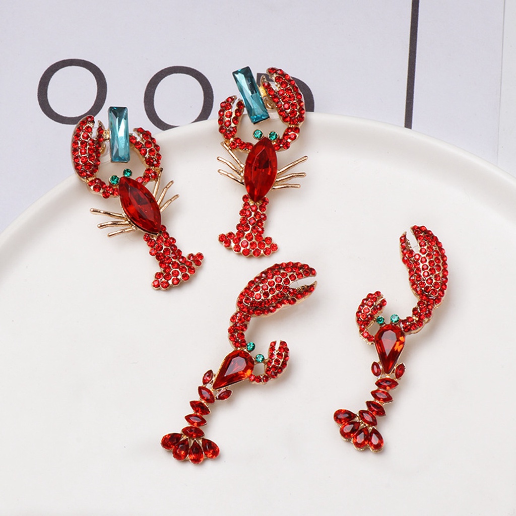 Hu Hu Hu Hu Hu Alat Bantu Pasang Kacamata♡ Anting Kait Gantung Wanita Desain Lobster Hias Berlian Imitasi Gaya Sexy Kreatif Untuk Hadiah