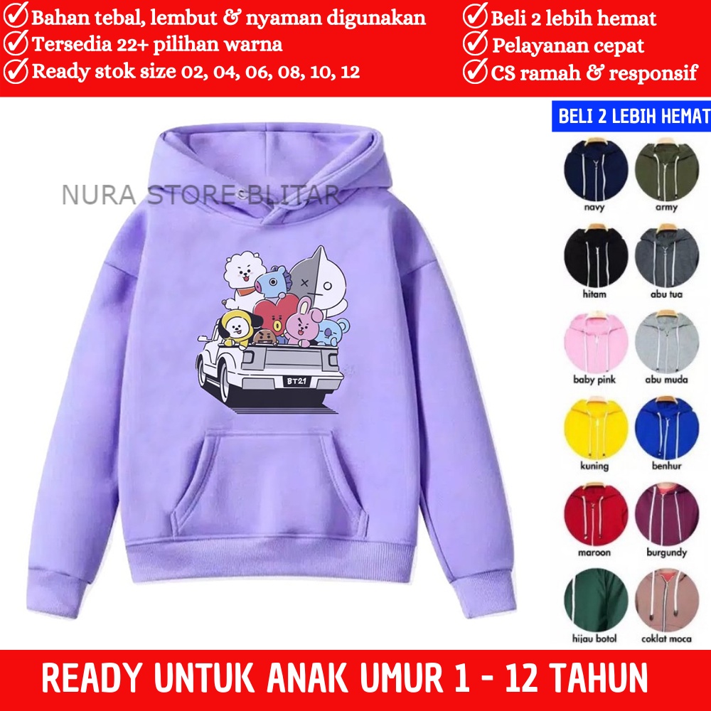 Jaket Hodie Sweater Anak Balita Kecil BTS Cowok Cewek Laki Perempuan Cwe Lucu Kembar Couple Sekolah 