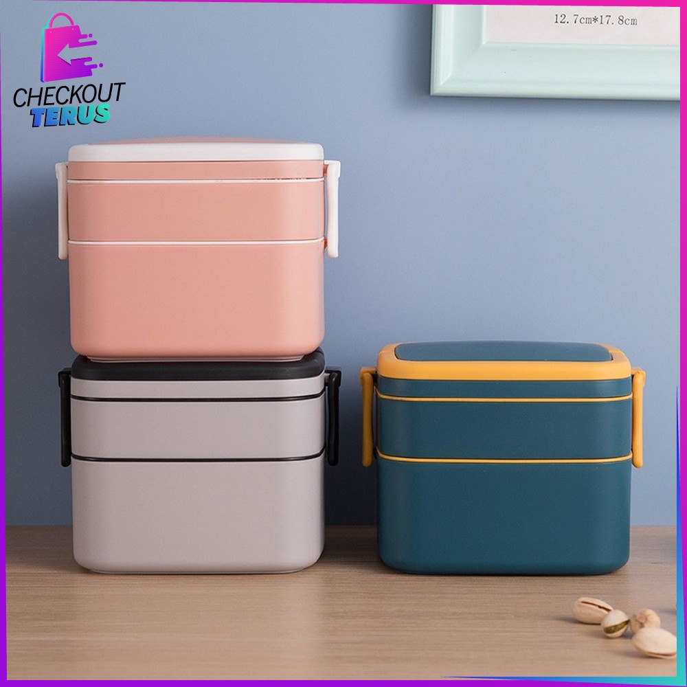 CT C478 Tempat Bekal Makan Double Layer Rantang 2 Tingkat Kotak Makan 2 Tingkat Lunch Box Susun Material Plastik Food Grade