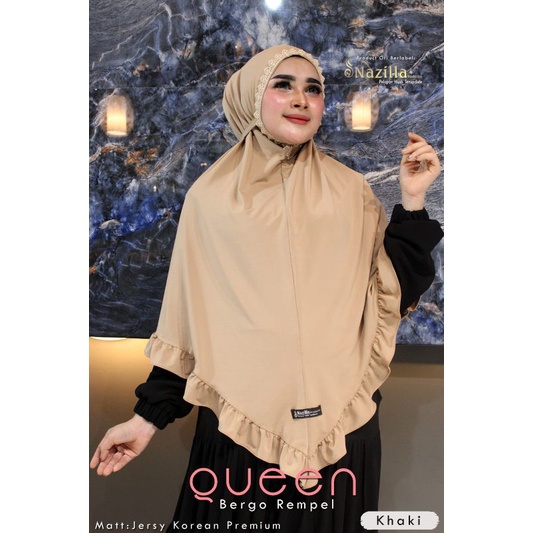 HIJAB/JILBAB INSTAN JUMBO SYAR'I, BERGO SYAR'I JERSEY QUEEN REMPEL ORIGINAL NAZILLA