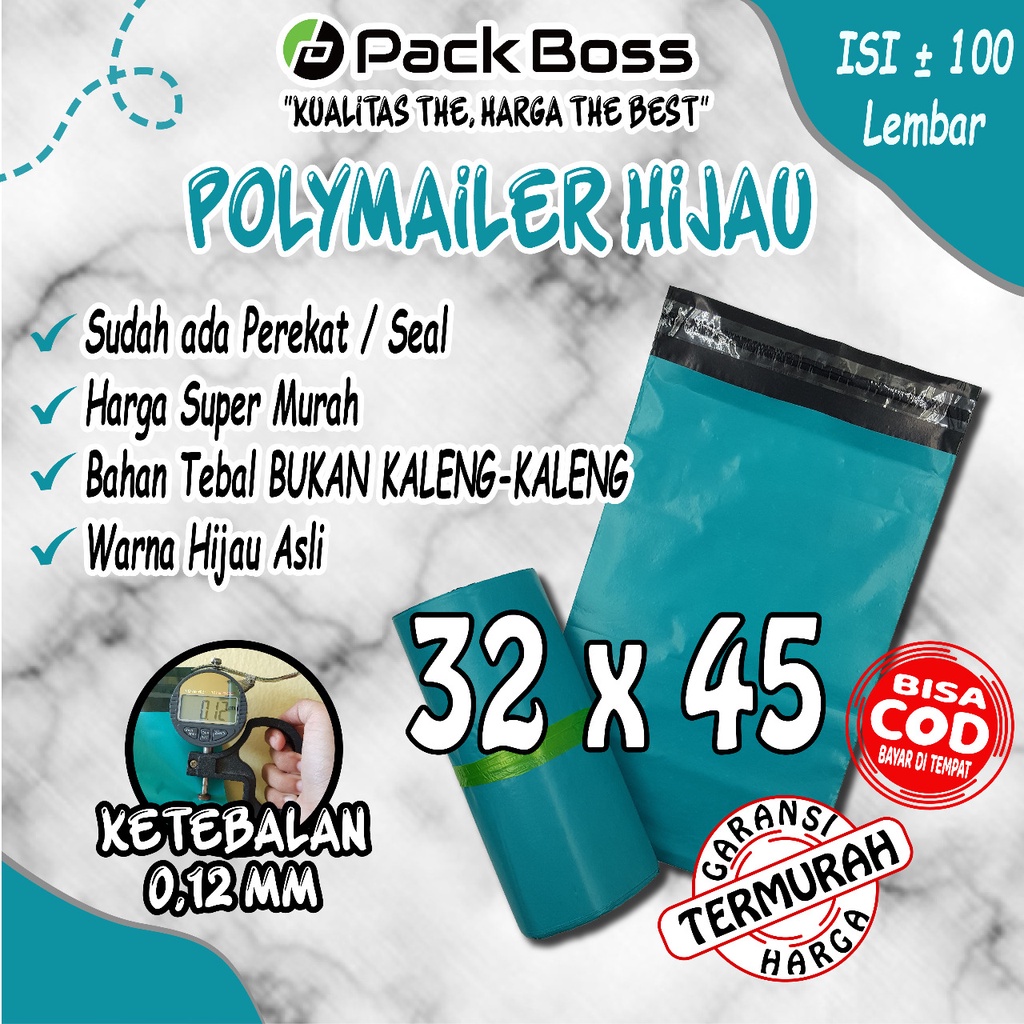 

Sy Polymailer HIJAU MATTE DOFF 32x45 (+/- 100 lembar) Berperekat Praktis
