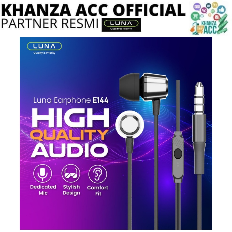 KHANZAACC Luna Stereo Earphone Wired Headphone Earbuds 9D Super Bass Headset with Mic REB