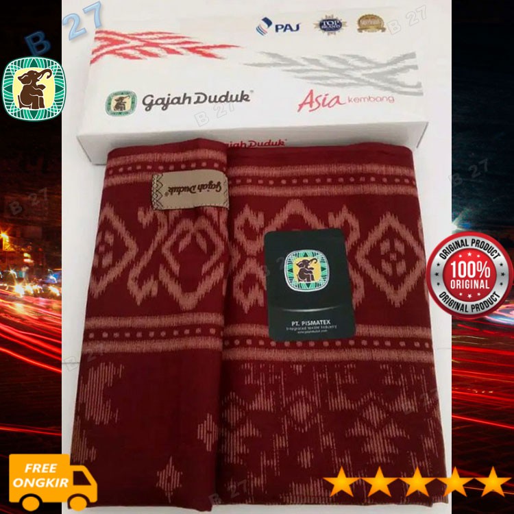 G25-24 Gajah Duduk Kain Sarung Motif Kembang Original Dewasa