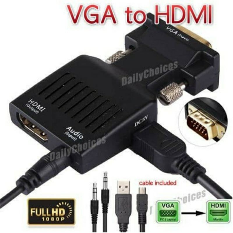 SKU-1001 CONVERTER VGA TO HDMI WITH AUDIO ADAPTER DONGLE