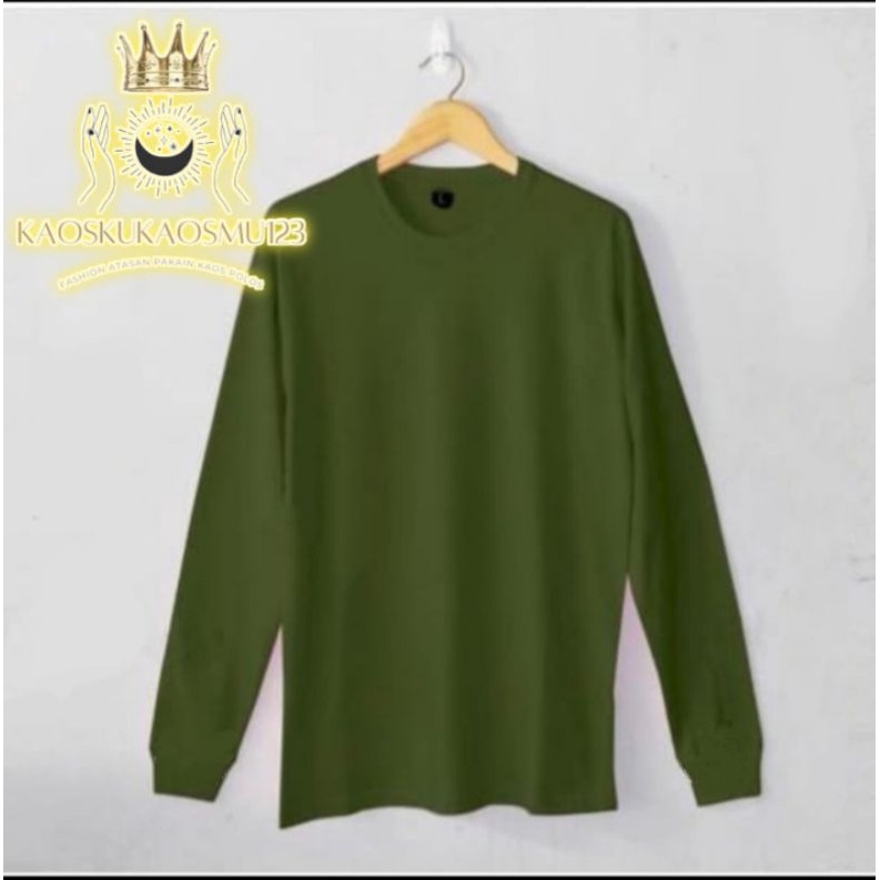 Promo BAJU KAOS PANJANG ATASAN PAKAIAN PRIA dan WANITA LONGSLEEVE WARNA ARMY WARNA WARNI BLACK SOLID