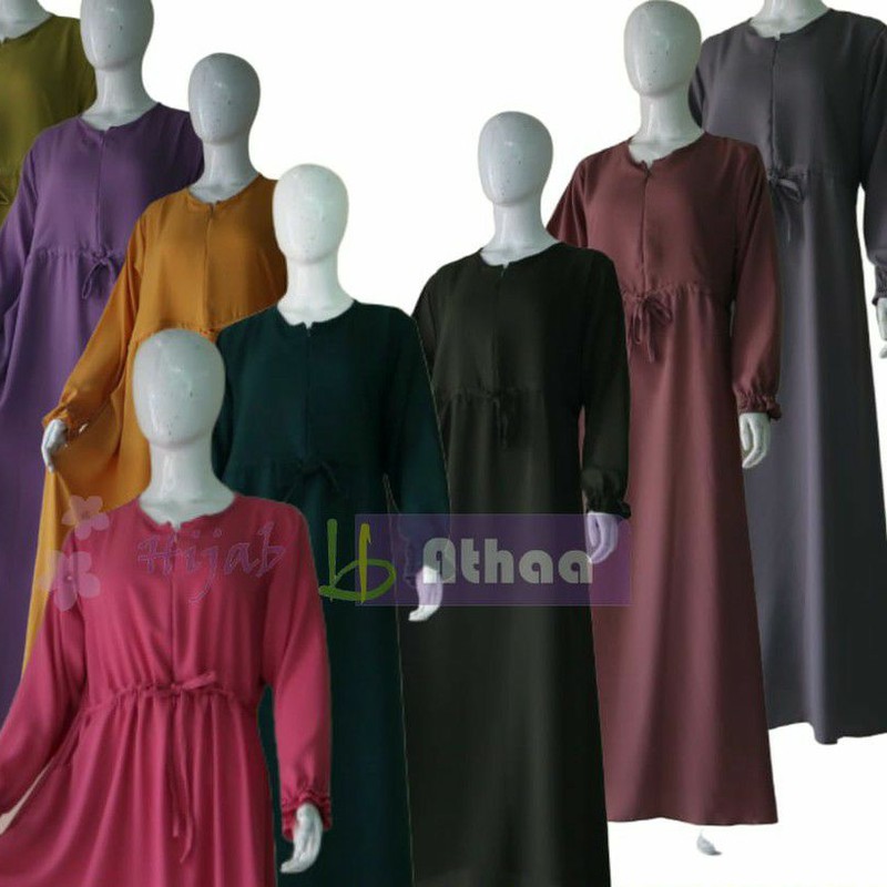 Gamis Polos Wolfis 1 Exclusive Luxury Wollycrepe Serut Pinggang Payung