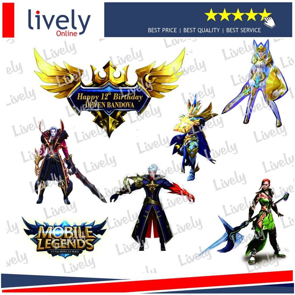 CUSTOM NAMA CAKE TOPPER KARAKTER MOBILE LEGENDS 01 HIASAN KUE HBD HAPPY BIRTHDAY