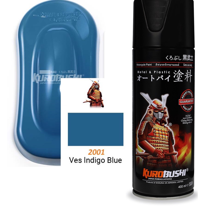 Samurai Paint Kurobushi Standard Colours Cat Semprot Pilox Pilok 2001 Ves Indigo Blue / Biru Nila (400ml)