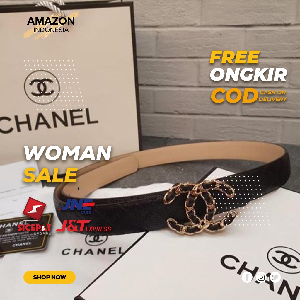 BELT CORA CHANEL IKAT PINGGANG KUALITAS ORIGINAL GOOD QUALITY BAHAN IMPORT WARNA HITAM AKSESORIS FASHION