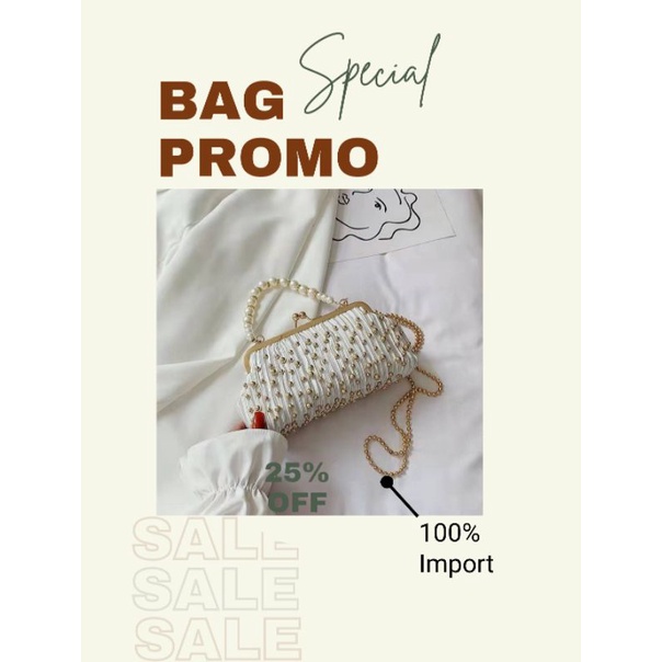 JTF32348 Tas Selempang Mutiara Pesta wanita cantik import