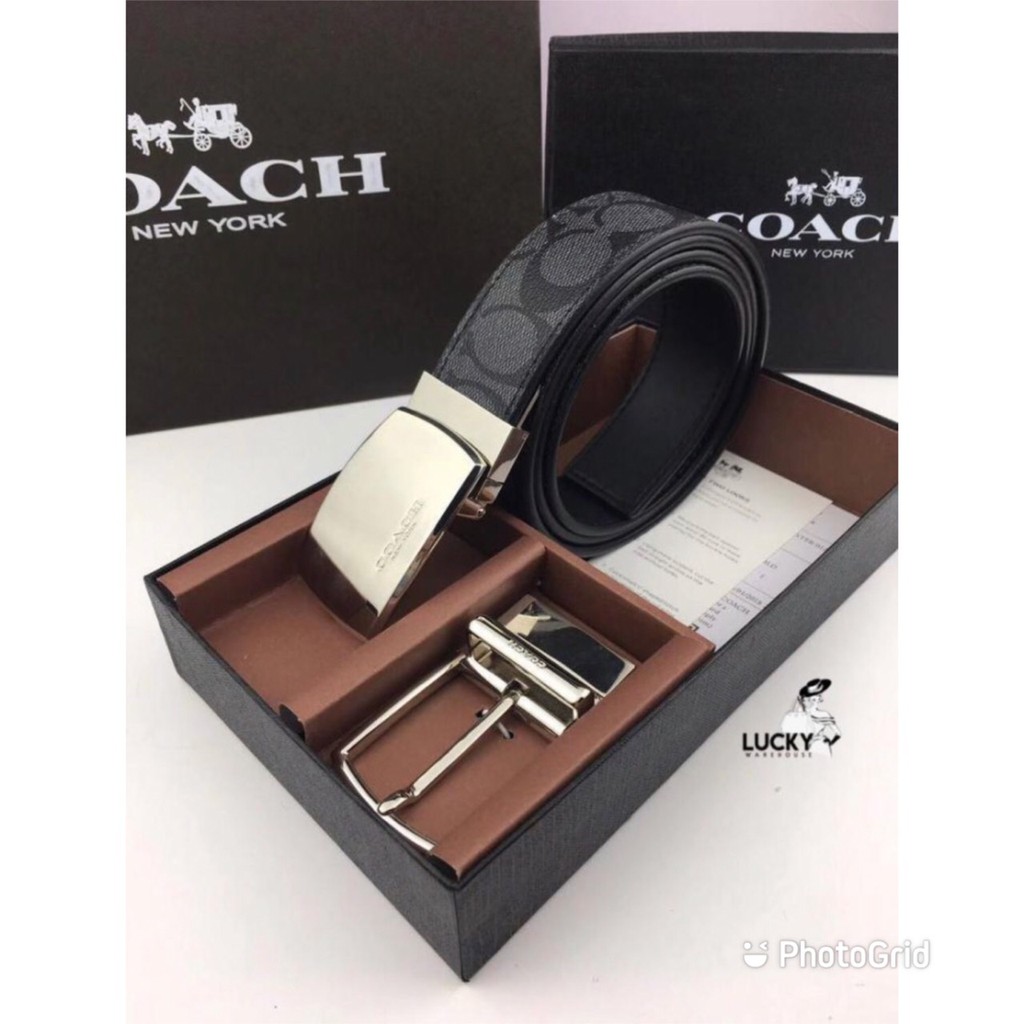 Coach Reversible Signature Leather Belt Black Matte - ORIGINAL 100%