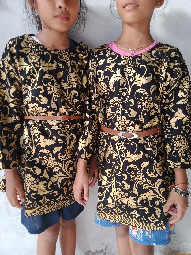 Batik Couple Blouse Hem Bakung Gold Sarimbit Terlaris Alkhalis