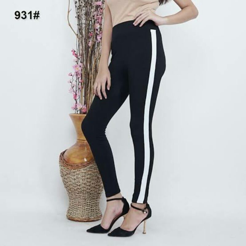 Legging Stripe List putih PREMIUM / Legging List putih 1 Legging Garis Putih / celana Basic Stripe ZR list