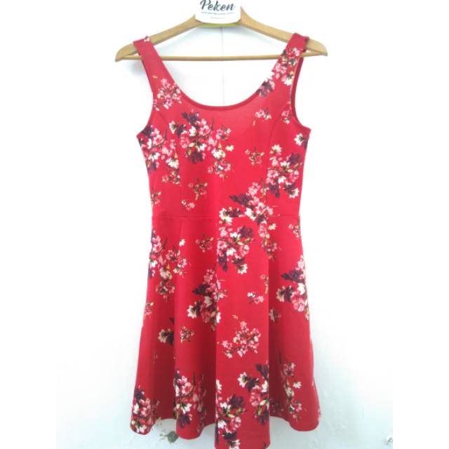 (preloved) H&M H M red dress hm divided dress merah original