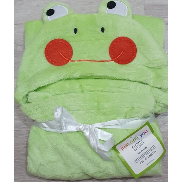 Selimut Bayi Topi Boneka / Selimut Bayi Karakter Fleece-Frog