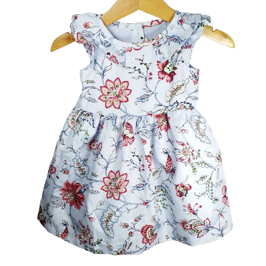 Janie and Jack Baby Dress - Baby Blue Royal Flower 3-6M