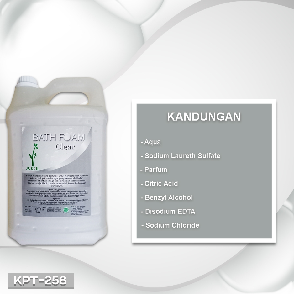 BATH FOAM CLEAR 5 KG sabun cair jerigen bathub menutrisi kulit lembut sabun