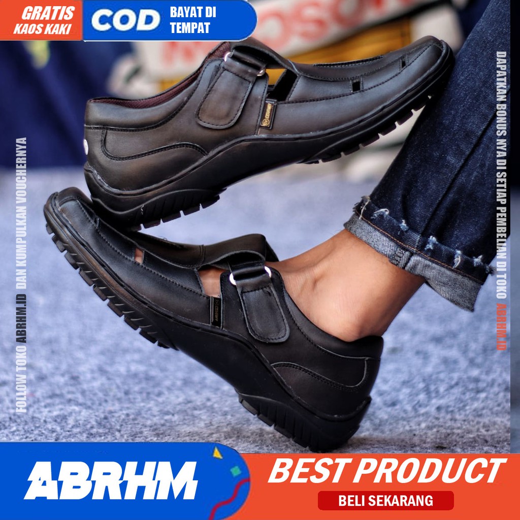 ABRHM x DRAKEN Sepatu Slip On Pria Sepatu Casual Pria Sepatu Pria Original Kulit Asli Kerja Lapangan Sepatu Kasual Cowok / Cowo Original Santai Gaya Keren Kekinian