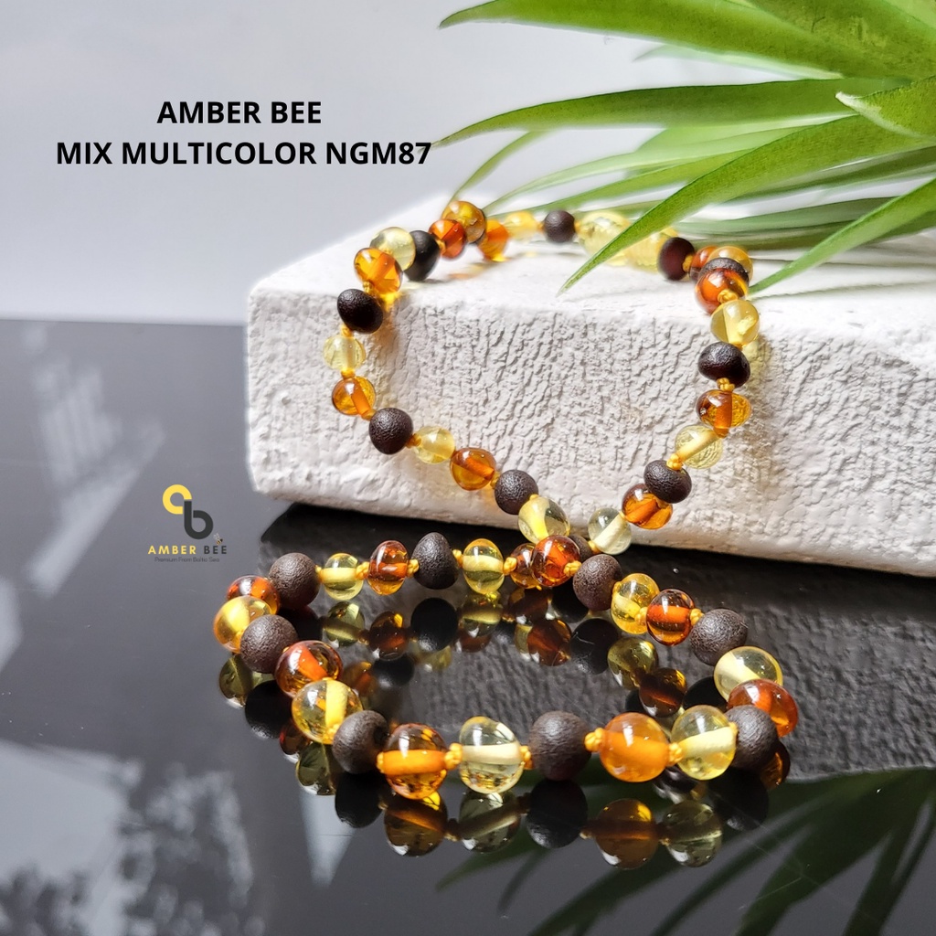 Kalung Gelang Amber ORI Baltic Anak Premium Glossy Multicolor NGM87