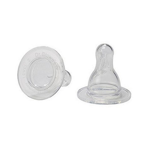 Dr Brown Level SL Narrow Neck &quot;Options&quot; Nipple, 2-Pack / Dot Botol