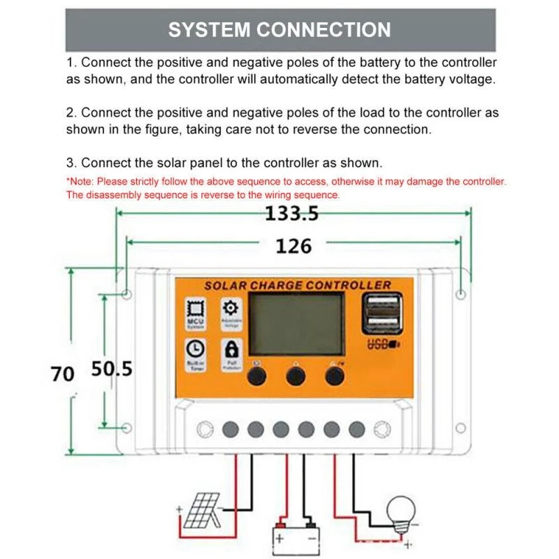 Solar Panel Charger Controller LCD 30/100A 12V/24V MPPT/PWM Solar Kontroler Panel Surya Dual Port