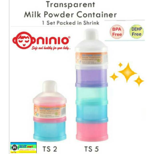 NINIO KOTAK WADAH SUSU ( TRANSPARAN ) /WADAH MAKANAN BAYI susun 2 dan 5