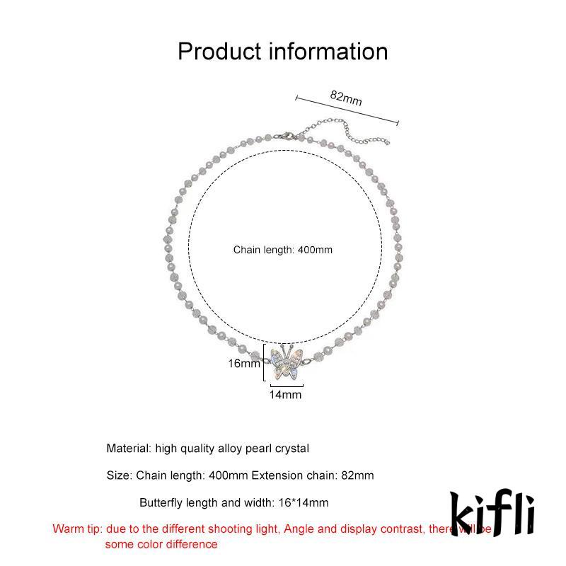 Kalung Rantai Desain Kupu-Kupu Aksen Mutiara Untuk Wanita