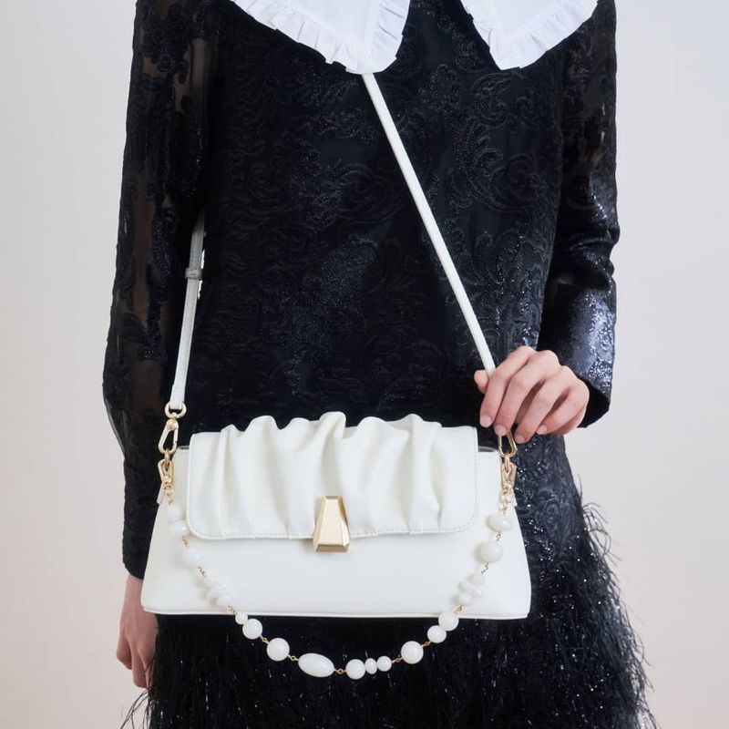 3.3 SALE | CK Beaded Strap Ruched Trapeze Bag