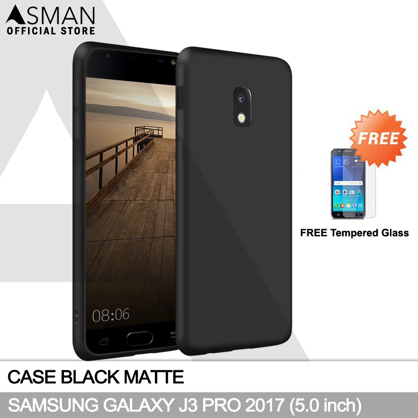 Ultraslim Samsung Galaxy J3 Pro / J330 (5.0&quot;) | Soft Case Black Matte + FREE Tempered Glass