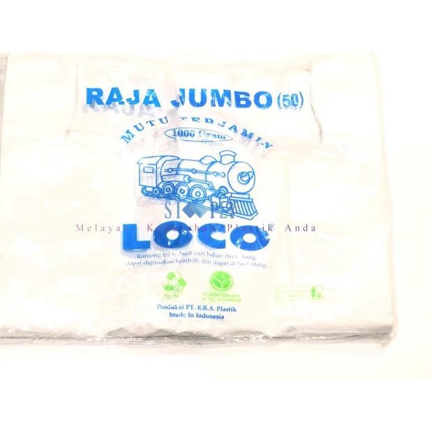 

Kantong Plastik Kresek Loco HD Tebal Putih 1kg Uk 50