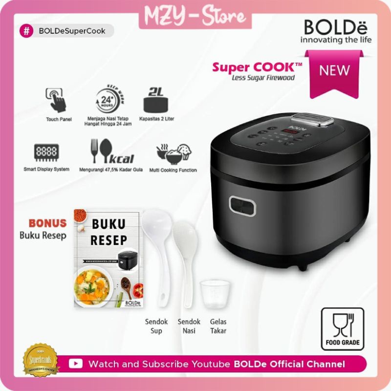 Bolde Rice Cooker Less Sugar Firewood Magic Com Diet Less Sugar Kapasitas 2 Liter - Original