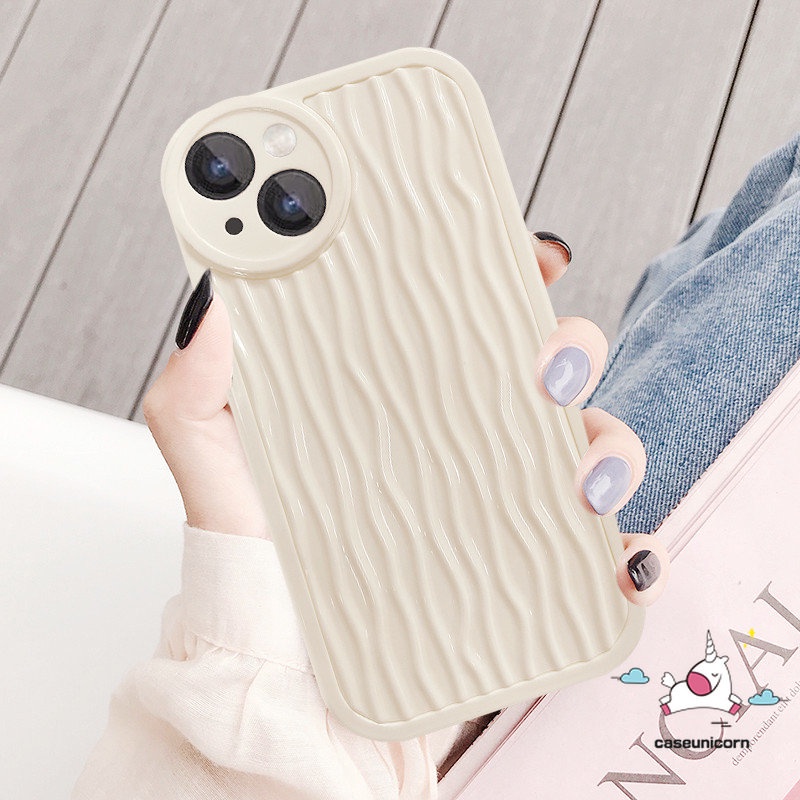 Soft Case Pola Gelombang Air Putih Susu Tahan Banting Untuk iPhone 11 12 13 14 Pro MAX XR 7 8 14 Plus 7plus X XS MAX SE 2020