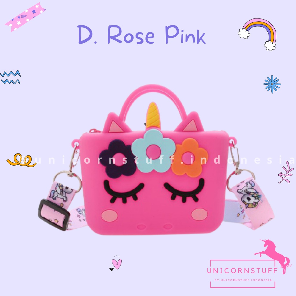 Tas Selempang Unicorn Anak Perempuan Kado Hadiah Cewek Silicon Jelly Sling Bag Pergi