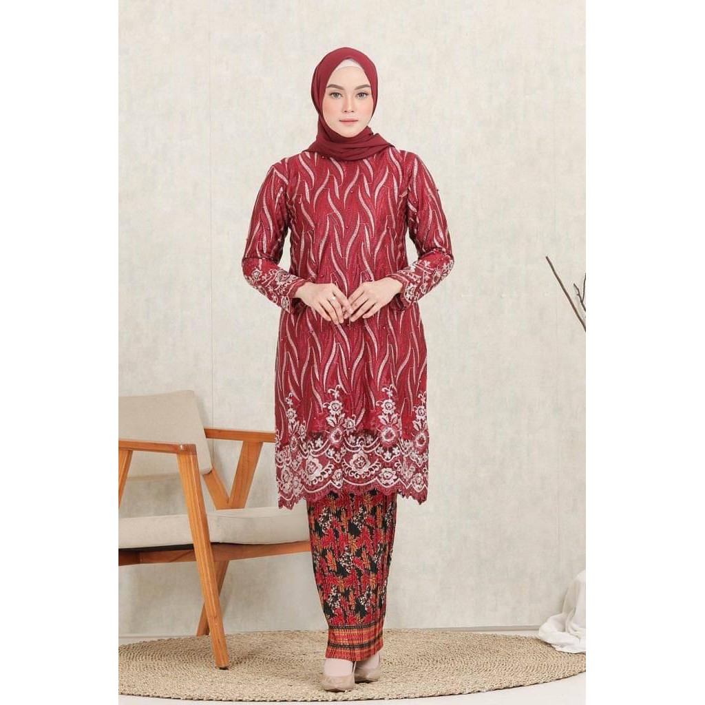 Set Kebaya Tunik Wanita Tulle Selaras Aneka Warna