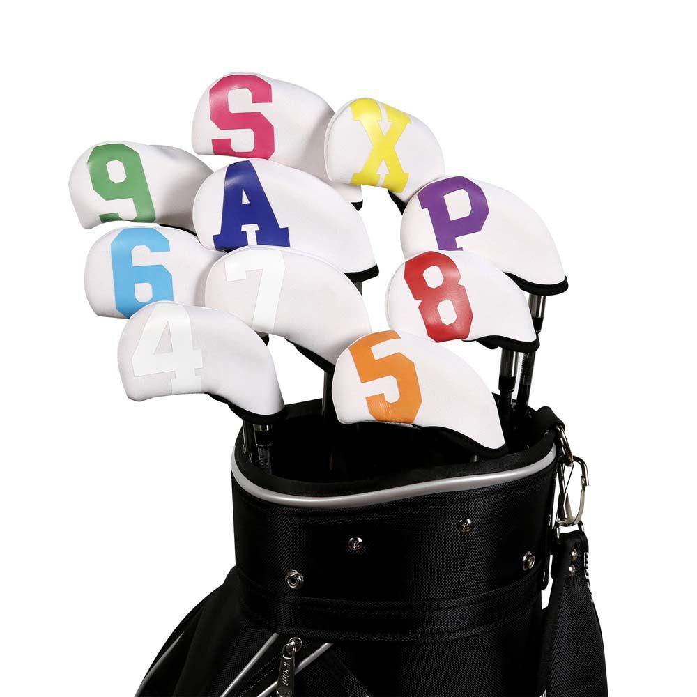 Lanfy Golf Iron Headcover 4-9,P,S,A, X 10Pcs /set Pelindung Wedge Besi Dengan Desain Angka Penutup Pelindung Golf Putter Aksesoris Pelindung Case